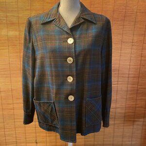 Pendleton Wool Plaid Button Front Top Shacket Size XL 1X 23" PTP EUC